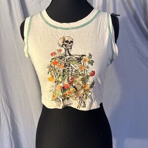 Skeleton Floral Graphic Crop Top